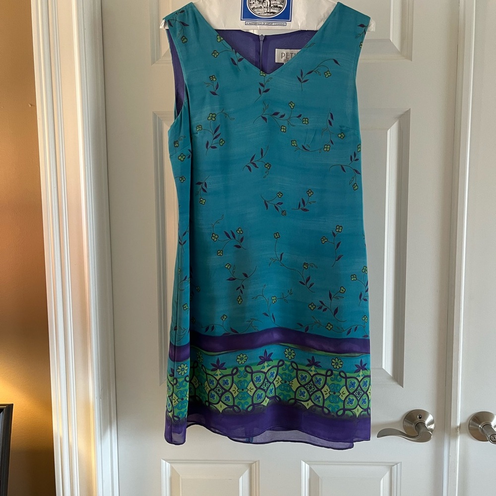 Floral Blue and Purple Sleeveless Dress